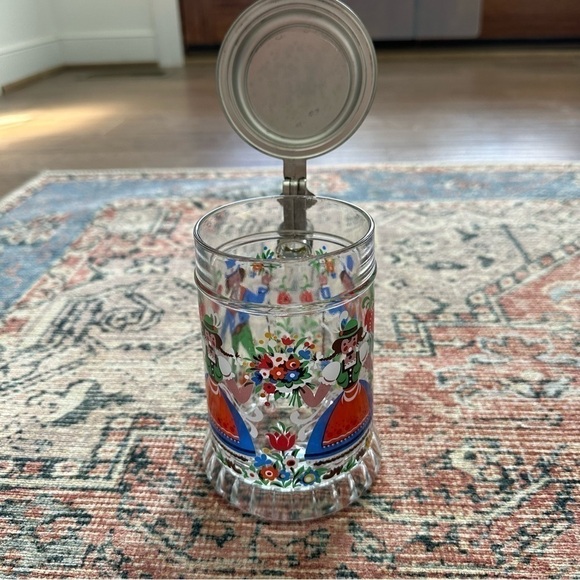 3 for $15 VINTAGE West German Clear Glass Young Lovers Stein with Pewter Lid - Picture 3 of 6